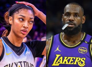 Angel Reese Recreates LeBron James’ Viral Moment Courtside at Lakers-Magic Game