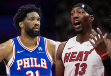 Bam Adebayo Argues With Joel Embiid Over Foul Calls After Announcer Calls Out 76ers Star’s Flopping Antics