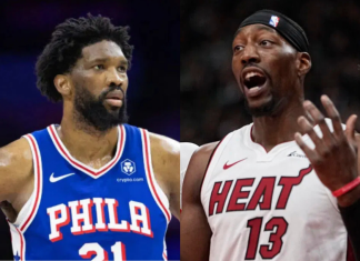 Bam Adebayo Argues With Joel Embiid Over Foul Calls After Announcer Calls Out 76ers Star’s Flopping Antics