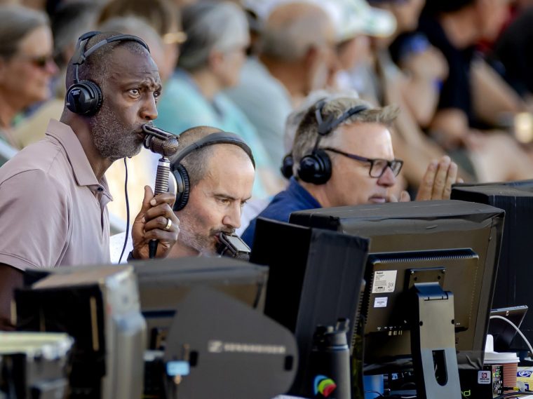 EUGENE - Michael Johnson is a multi-time Olympic champion and world champion in the longer sprint distances, today commenting for the BBC on the fifth day of the World Athletics Championships at Hayward Field stadium. ANP ROBIN VAN LONKHUIJSEN (Photo by ANP via Getty Images)