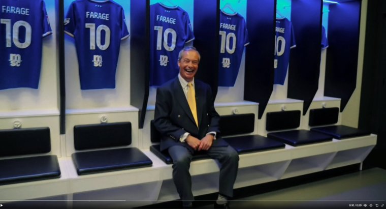 Grabs from Nigel Farage video wishing Ipswich Town success in their bid to rejoin the EPL Image: Twitter/X https://x.com/Nigel_Farage