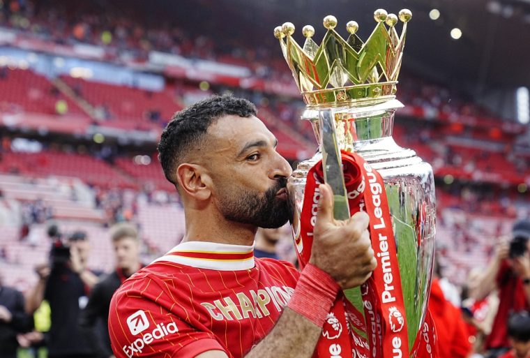 File photo dated 25-05-2025 of Liverpool's Mohamed Salah celebrates with the Premier League trophy after the Premier League match at Anfield, Liverpool. Mohamed Salah will leave Liverpool at the end of the season, the Premier League club have announced. Issue date: Tuesday March 24, 2026. PA Photo. Photo credit should read Peter Byrne/PA Wire.