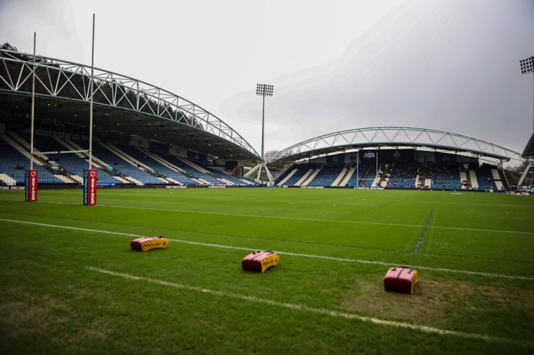 A general stadium view occurs during the BetFred Super League match between Huddersfield Giants and Hull Kingston Rovers at the John Smith's Stadium in Huddersfield, on March 8, 2026. (Photo by Simon Hall/MI News/NurPhoto via Getty Images)