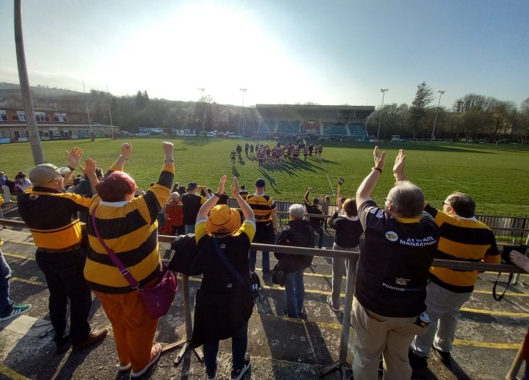 Newport's fans cheer  their team after victory (Photo: Hugh Godwin/The i Paper)