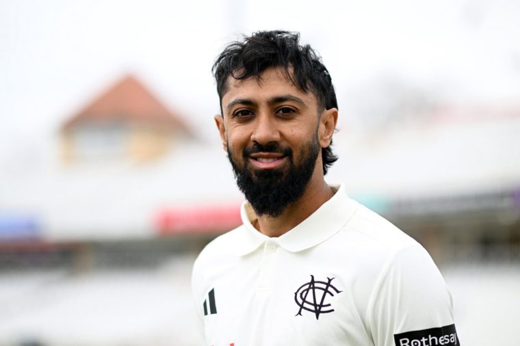 NOTTINGHAM, ENGLAND - MARCH 27: Nottinghamshire captain Haseeb Hameed poses for a portrait during the Nottinghamshire CCC photocall at Trent Bridge on March 27, 2026 in Nottingham, England. (Photo by Gareth Copley/Getty Images)