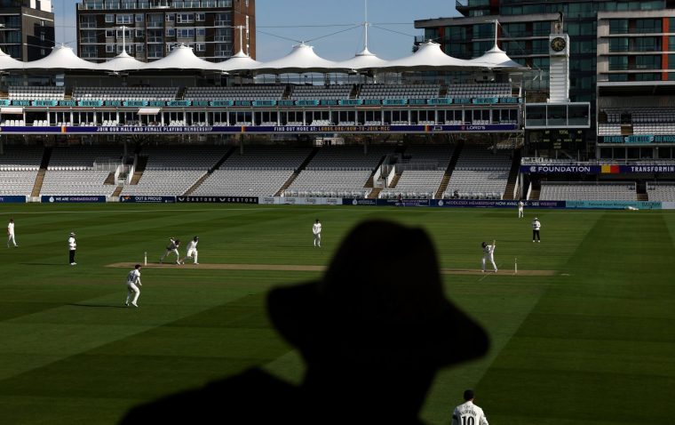 LONDON, ENGLAND - APRIL 04: A general view of play during Day One of the Rothesay County Championship match between Middlesex and Lancashire at Lord's Cricket Ground on April 04, 2025 in London, England. (Photo by Alex Davidson/Getty Images)