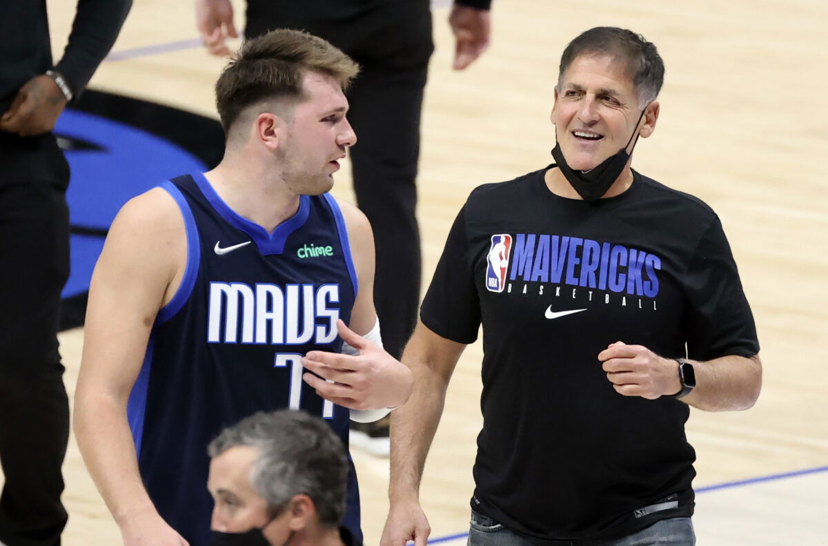 Luka Doncic with Dallas Mavericks minority owner Mark Cuban