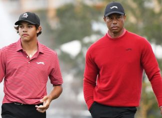 Charlie Woods Seen Hyping Tiger Woods’s TGL Team While Debuting New College Look