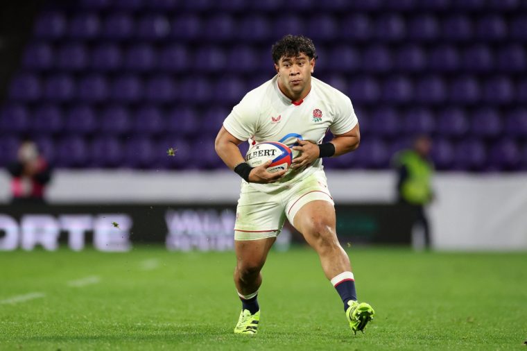 SEVILLE, SPAIN - NOVEMBER 15: Kepu Tuipulotu of England runs with ball during the Men's rugby international match between Spain and England A at Nuevo Estadio Jose Zorrilla on November 15, 2025 in Valladolid, Spain. (Photo by Florencia Tan Jun - RFU/The RFU Collection via Getty Images)