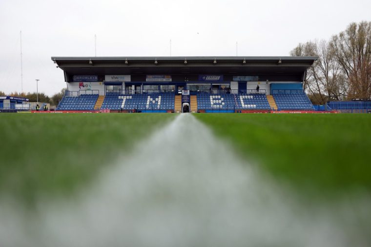 ASHTON UNDER LYNE, ENGLAND - NOVEMBER 03: A general view inside the stadium ahead of the Emirates FA Cup First Round match between Curzon Ashton and Mansfield Town at Tameside Stadium on November 03, 2024 in Ashton under Lyne, England. (Photo by Jan Kruger/Getty Images)