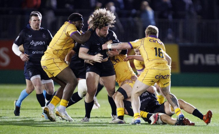 BATH, ENGLAND - APRIL 10: Bath Rugby's Alfie Barbeary in action during the Investec Champions Cup match between Bath Rugby and Northampton Saints at Recreation Ground on April 10, 2026 in Bath, England. (Photo by Bob Bradford - CameraSport via Getty Images)