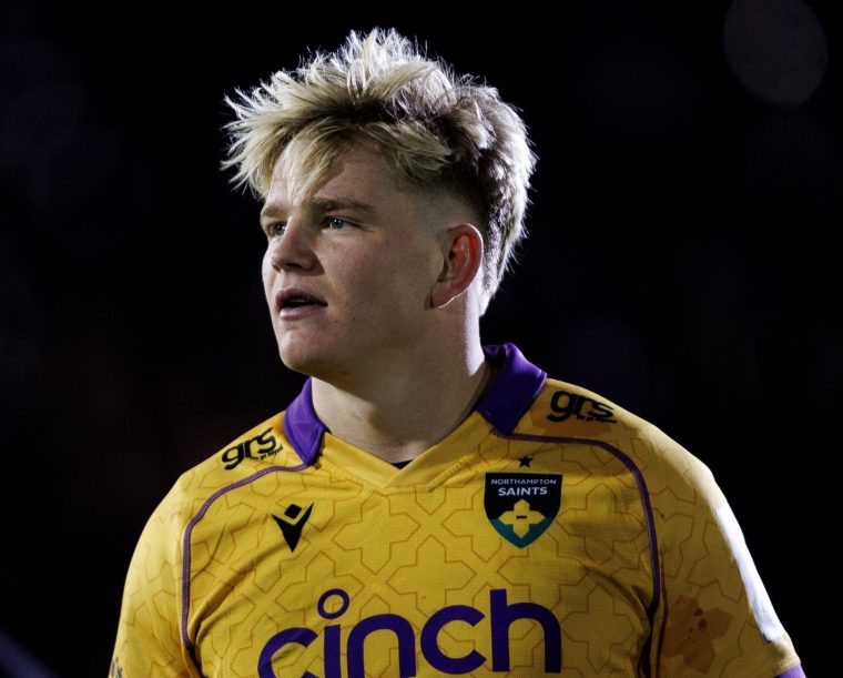 BATH, ENGLAND - APRIL 10: Northampton Saints' Henry Pollock during the Investec Champions Cup match between Bath Rugby and Northampton Saints at Recreation Ground on April 10, 2026 in Bath, England. (Photo by Bob Bradford - CameraSport via Getty Images)