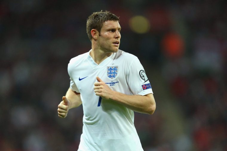 LONDON, ENGLAND - OCTOBER 09: James Milner of England looks on during the EURO 2016 Qualifier match between England and San Marino at Wembley Stadium on October 9, 2014 in London, England. (Photo by Stephen Pond - The FA/The FA via Getty Images)