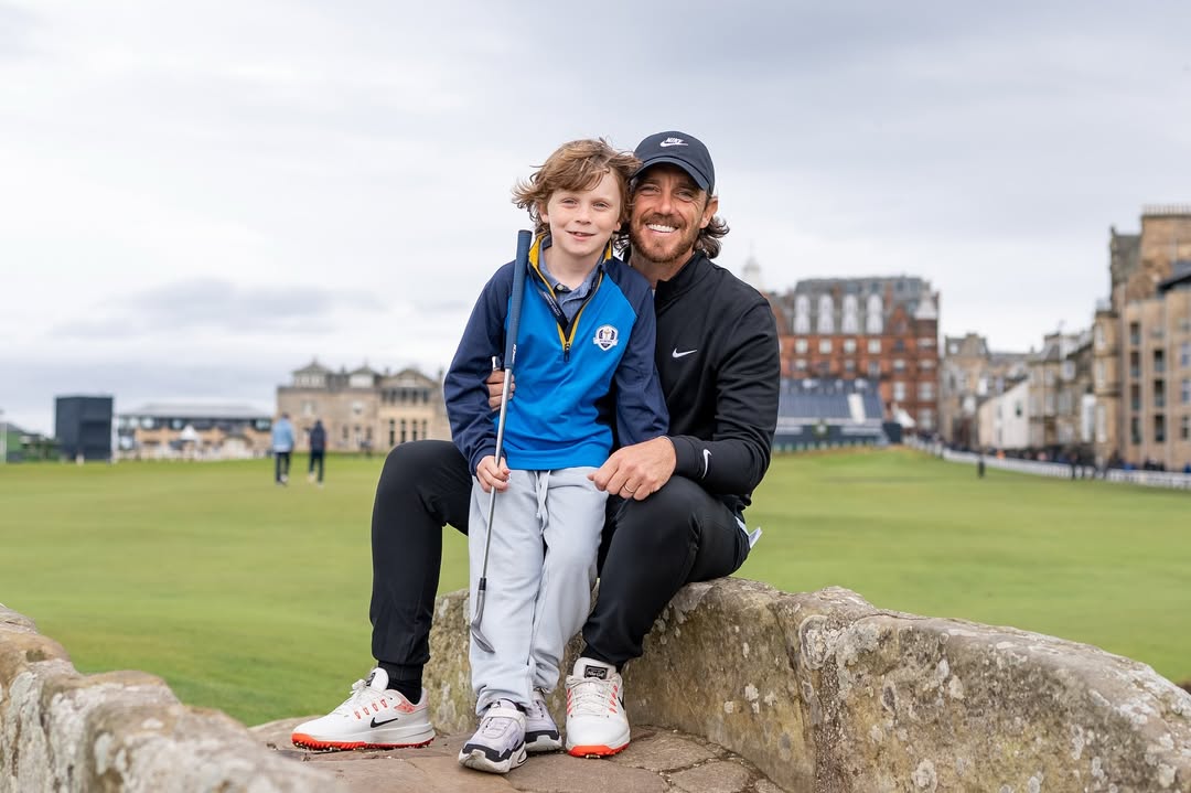 Tommy Fleetwood with his son Frankie