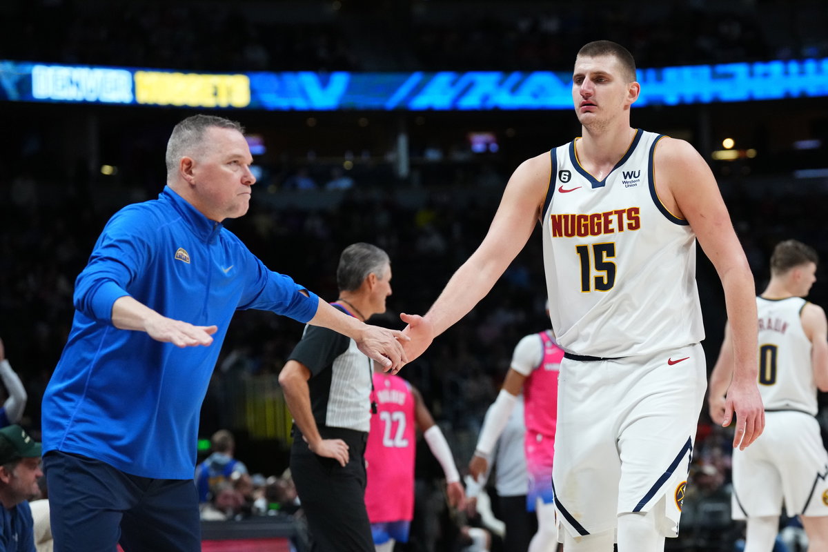 Nikola Jokic and Michael Malone