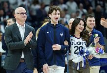 Andrea Hurley’s Reaction to UConn Bench Caught on Camera During Elite Eight Win