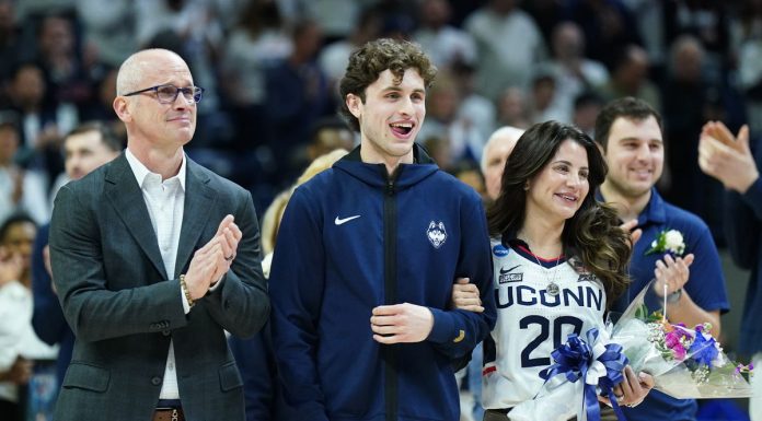 Andrea Hurley’s Reaction to UConn Bench Caught on Camera During Elite Eight Win
