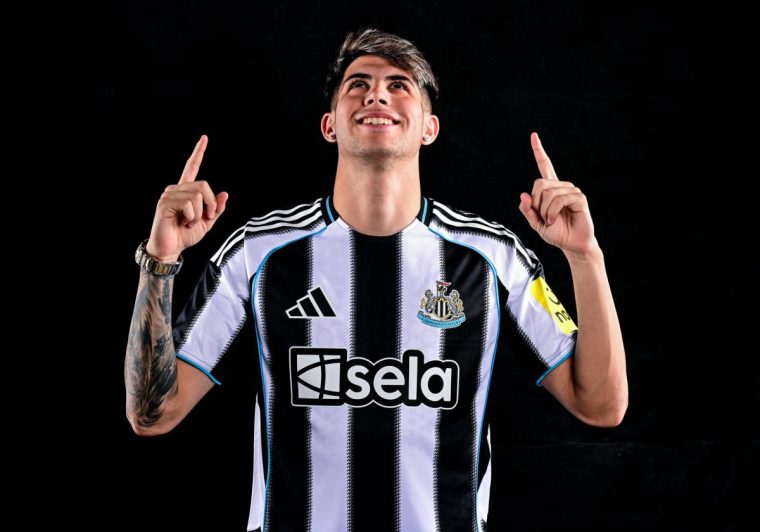 NEWCASTLE UPON TYNE, ENGLAND - JUNE 05: Antonio Cordero poses for photographs prior to signing for the club at the Newcastle United Training Centre prior to signing for the club on June 05, 2025 in Newcastle upon Tyne, England. (Photo by Serena Taylor/Newcastle United via Getty Images)