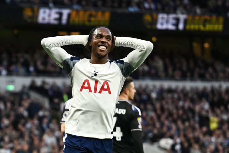 Soccer Football - Premier League - Tottenham Hotspur v Leeds United - Tottenham Hotspur Stadium, London, Britain - May 11, 2026 Tottenham Hotspur's Mathys Tel reacts after missing a chance to score REUTERS/Dylan Martinez EDITORIAL USE ONLY. NO USE WITH UNAUTHORIZED AUDIO, VIDEO, DATA, FIXTURE LISTS, CLUB/LEAGUE LOGOS OR 'LIVE' SERVICES. ONLINE IN-MATCH USE LIMITED TO 120 IMAGES, NO VIDEO EMULATION. NO USE IN BETTING, GAMES OR SINGLE CLUB/LEAGUE/PLAYER PUBLICATIONS. PLEASE CONTACT YOUR ACCOUNT REPRESENTATIVE FOR FURTHER DETAILS..