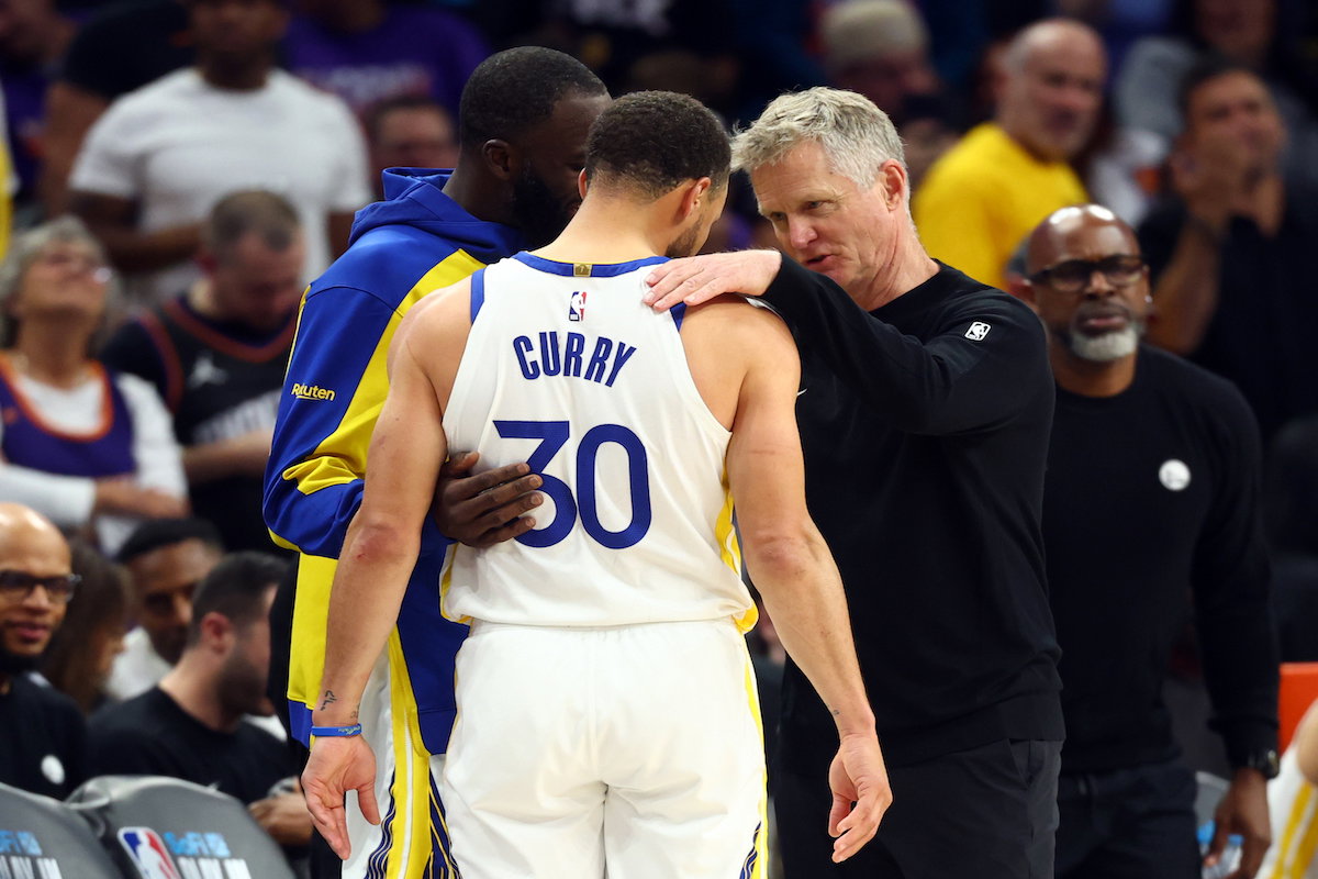 Draymond Green, Stephen Curry, and Steve Kerr, Golden State Warriors.