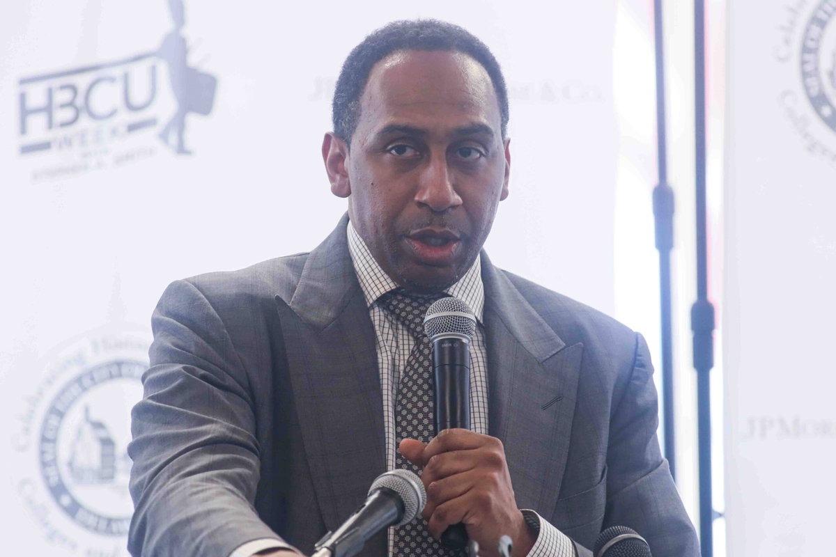 June 22, 2019 - Wilmington, Delaware, United States of America - STEPHEN A. SMITH of ESPNs First Take addresses the public during a News Conference Friday, June 21, 2019, at 76ers Fieldhouse in Wilmington Delaware...Stephen announced that he is bringing the entire ESPN &Ograve;First TakeO production team with him to Wilmington in September as &Ograve;First TakeO is broadcast live on Friday, September 20 from the 76ers Fieldhouse in South Wilmington Wilmington United States of America PUBLICATIONxINxGERxSUIxAUTxONLY - ZUMAs124 20190622_zap_s124_004 Copyright: xSaquanxStimpsonx